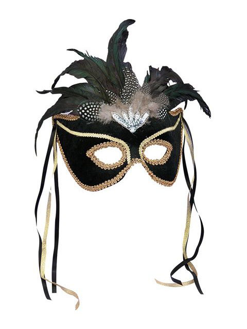 Morris Costumes Women's Black & Gold Venetian Mask - image 1 of 2