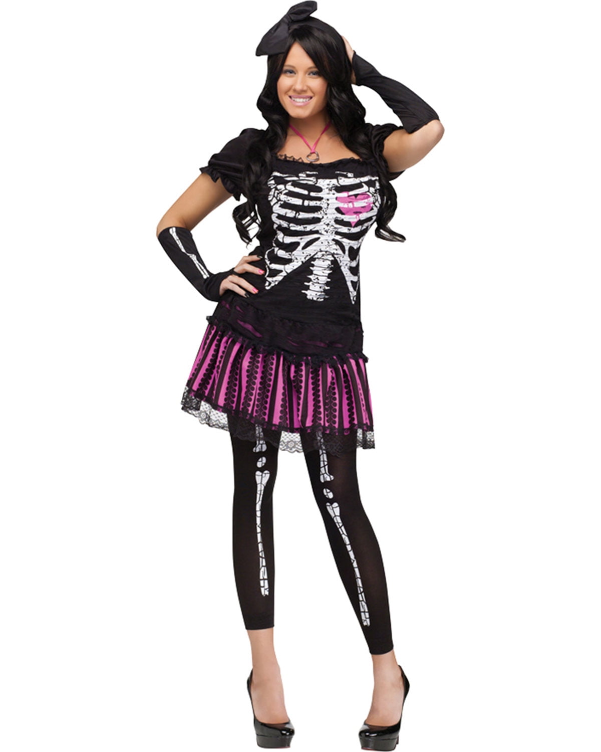 Adult Womens Sally Skelly Skully Skeleton Costume Scary Sexy Theme Halloween