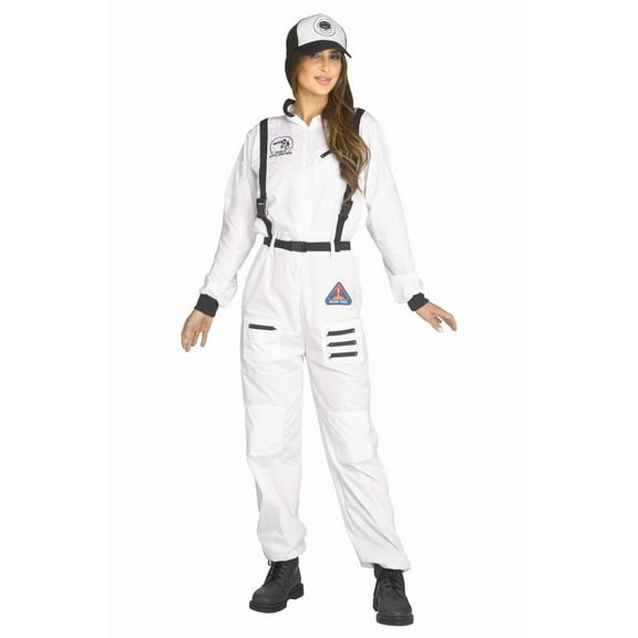 Morris Costumes FW126434L Jumpsuit Astronaut Costume for Women, Black & White - Large - Size 12-14