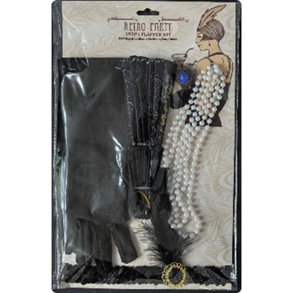 Morris Costumes Women's Black Roaring 20's Halloween Costume Accessory Kit 5pc - Black