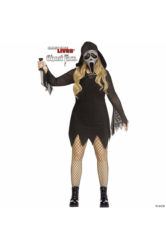 Plus Size Deluxe Bling Ghost Face Women's Costume