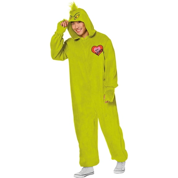 Inspirit DesignsDr. Seuss Men's Grinch Halloween Costume Jumpsuit - Green Large