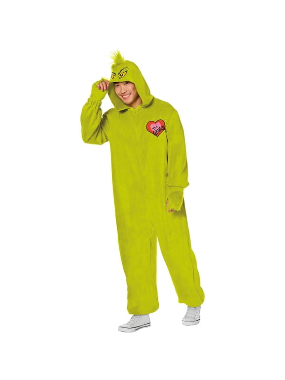 Inspirit DesignsDr. Seuss Men's Grinch Halloween Costume Jumpsuit - Green Large