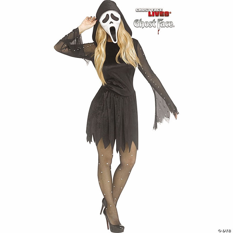 Ghost Face Women's Pearl Velour Halloween Costume Dress - Black Small -  Walmart.com