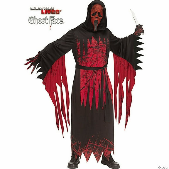 Fun World Adult Ghost Face Red Aged Devil Face Halloween Costume Robe - Red One Size