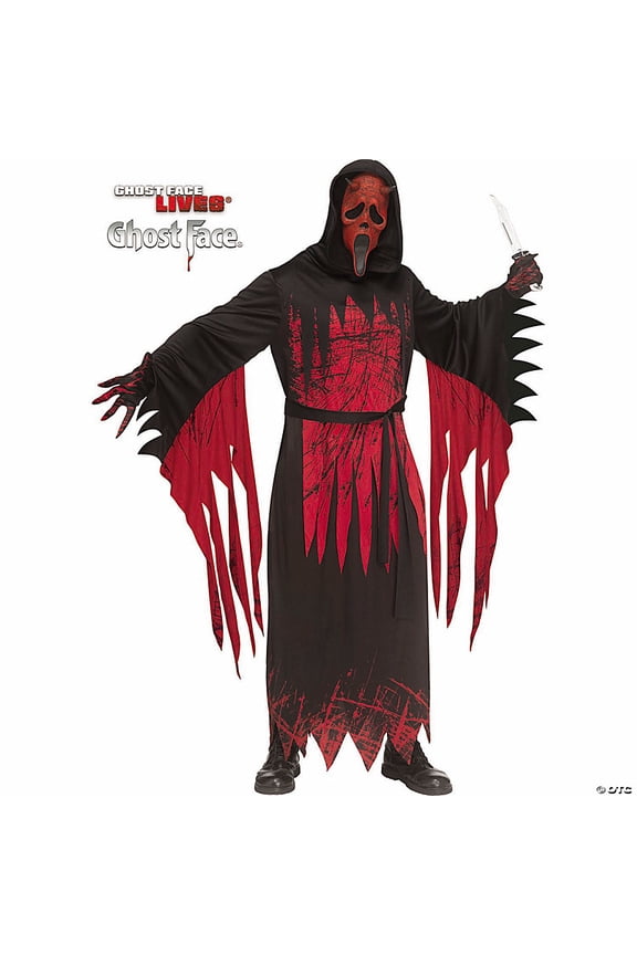 Adult Ghost Face Red Aged Devil Face Halloween Costume Robe - Red One Size