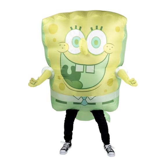 SpongeBob Men's Ghost Inflatable Halloween Costume Jumpsuit - Yellow One Size