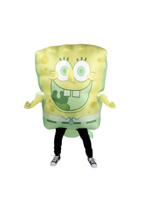 SpongeBob Men's Ghost Inflatable Halloween Costume Jumpsuit - Yellow One Size