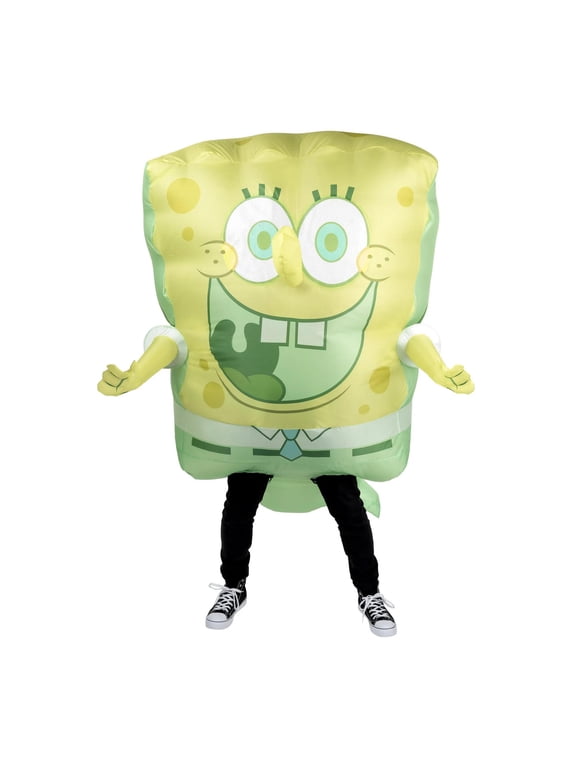 SpongeBob Men's Ghost Inflatable Halloween Costume Jumpsuit - Yellow One Size