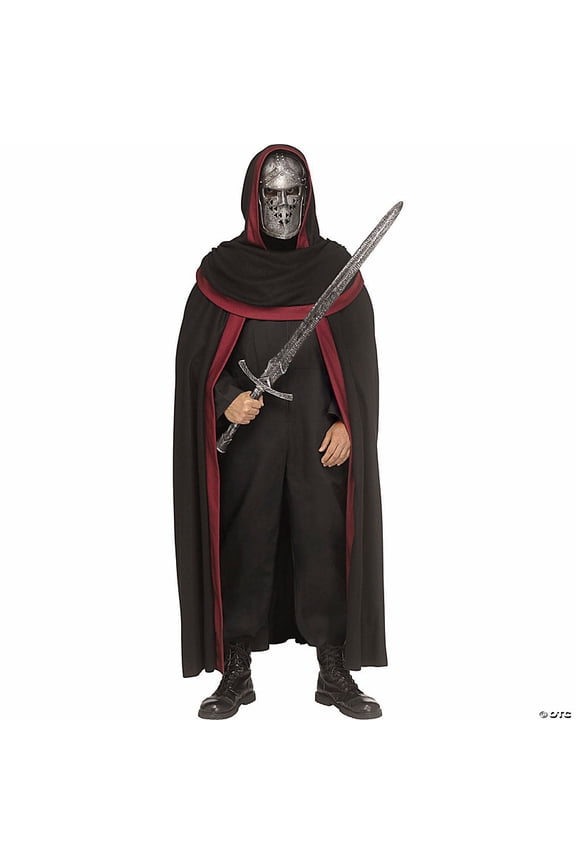 Adult General Sizing Iron Knight Hooded Robe Halloween Costume Robe - Black One Size