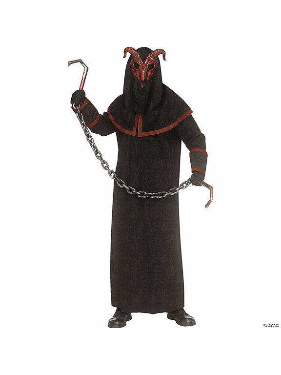 Adult General Sizing Ram Skull Demon Halloween Costume Robe - Black One Size