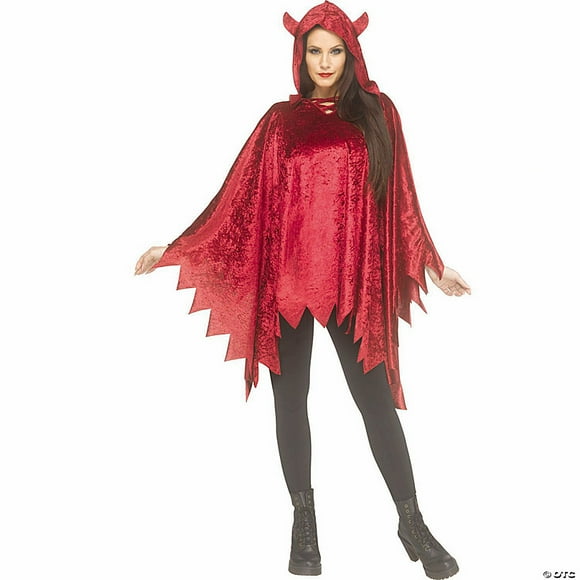 Adults Red Velour Devil Poncho Costume - One Size