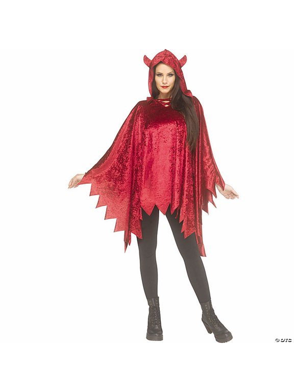 Adult General Sizing Velour Devil Classic Costume Halloween Costume Suit - Red One Size