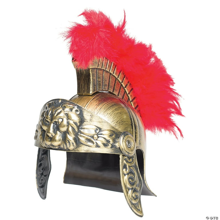 Roman Spartan Helmet Plastic Adult Gold Red Plume Roman Spartan Helmet Plastic Adult Gold Red Plume