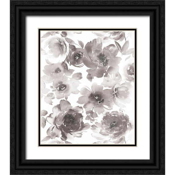 Morris, Kelsey 26x31 Black Ornate Wood Framed with Double Matting Museum Art Print Titled - Springtime Black and White III