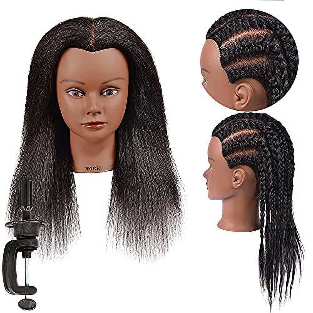 Morris Mannequin Head 100% Real Hair Styling Training Head Hairdresser Cosmetology Mannequin Manikin Training Head for Practice Hairstyle Manikin