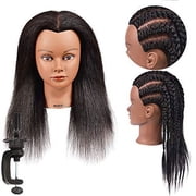 Morris Mannequin Head 100% Real Hair Styling Training Head Hairdresser Cosmetology Mannequin Manikin Training Dolls Head for Practice Hairstyle Manikin Training Head Hair and Free Clamp Holder