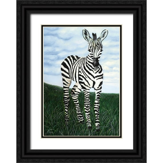 Morris, Megan 14x18 Black Ornate Wood Framed with Double Matting Museum Art Print Titled - At Attention Zebra