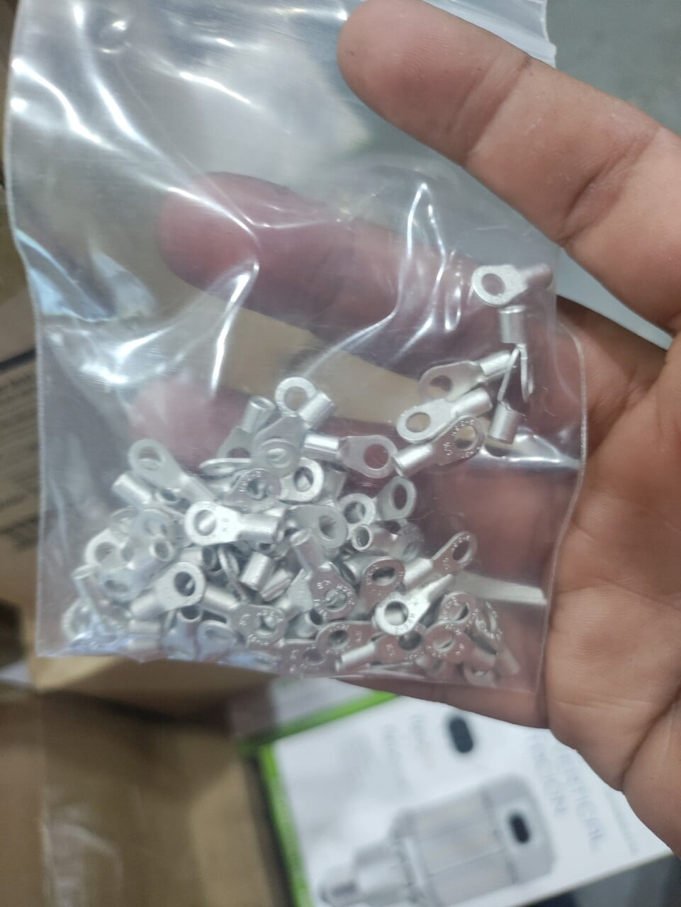 Morris Products 11038 Non-Insulated Ring Terminals, 16-14 Wire Gauge, #8 Stud Size, Tin-Plated Copper, [100 pcs]