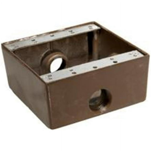 Morris Products 36224 Weatherproof Boxes - Two Gang 30.5 Cubic Inch Capacity - 3 Outlet Holes 0.7 5 In. Bronze