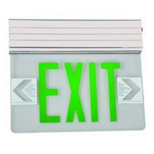 Morris Products 73316 Surface Mount Edge Lit Led Exit Signs Green On Clear Panel White Housing