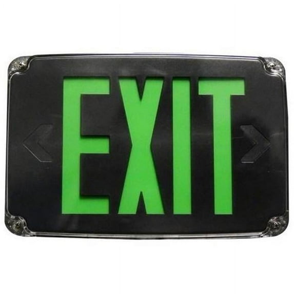 Morris Products 73389 Compact Cold Weather & Wet Location LED Exit Sign Battery Backup, Green LED - Black Housing