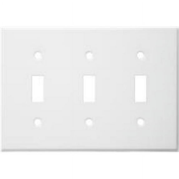 Morris Products 83032 Stainless Steel Metal Wall Plates 3 Gang Toggle Switch White