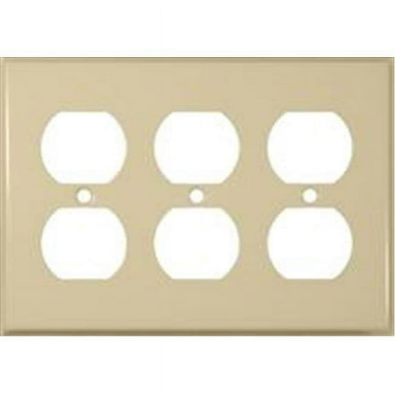 Morris Products 83233 Stainless Steel Metal Wall Plates 3 Gang Duplex Receptacle Ivory