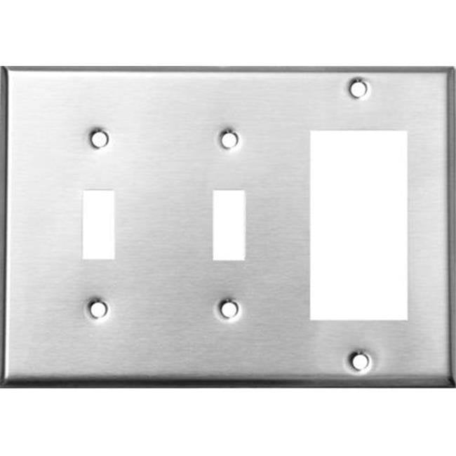 Morris Products 83580 Stainless Steel Metal Wall Plates 3 Gang 2 Toggle