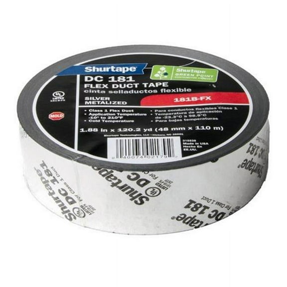 Shurtape Duct Tape, Silver, 120-1/4 yd L, 1-7/8 in W 164686