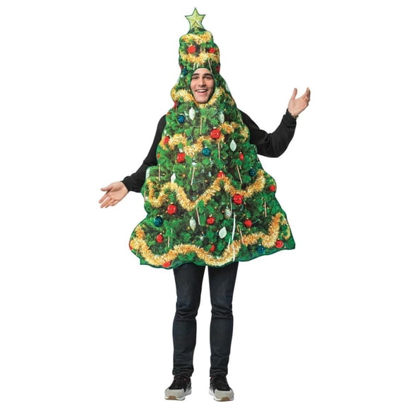 Morris Real Christmas Tree Men's Fancy-Dress Costume for Adult, One Size