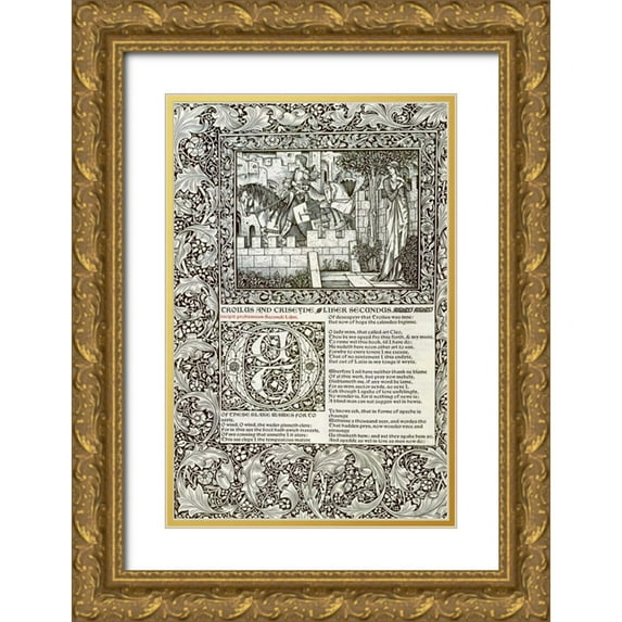 Morris, William 13x18 Gold Ornate Wood Framed with Double Matting Museum Art Print Titled - Troilus and Criseyde, Liber Secundus