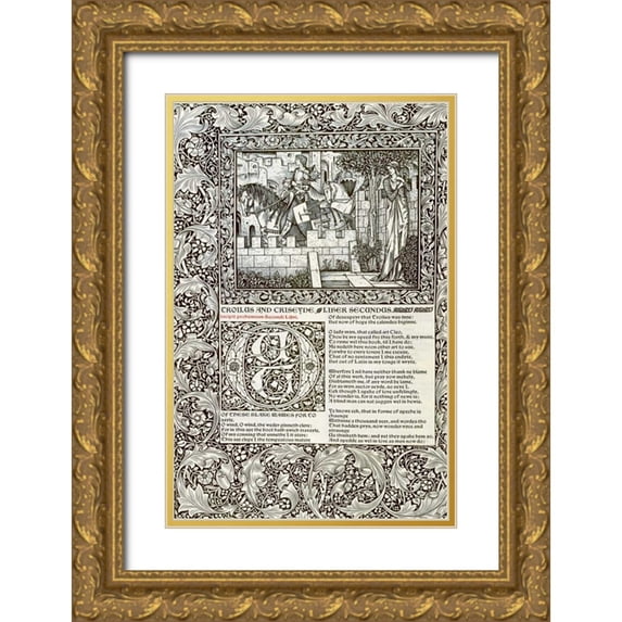 Morris, William 22x32 Gold Ornate Wood Framed with Double Matting Museum Art Print Titled - Troilus and Criseyde, Liber Secundus