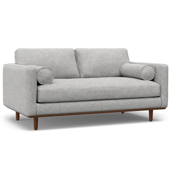 Morrison 72" Mid-Century Modern Loveseat Sofa in Mist Grey Woven-Blend Fabric | Eco-Friendly Recycled Polyester | Plush Feather-Filled Cushions | Apartment & Condo Ready