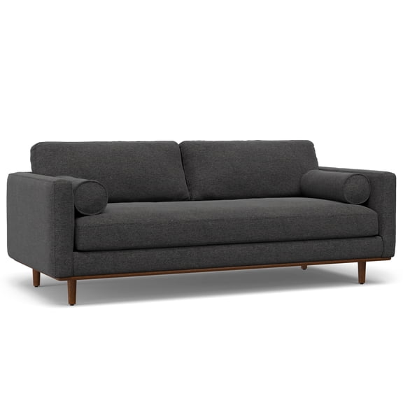 Morrison 89" Charcoal Grey Mid-Century Modern Sofa - Eco-Friendly Recycled Polyester Blend Fabric, High-Density Foam, Solid Wood Frame, Easy Assembly for Living Room