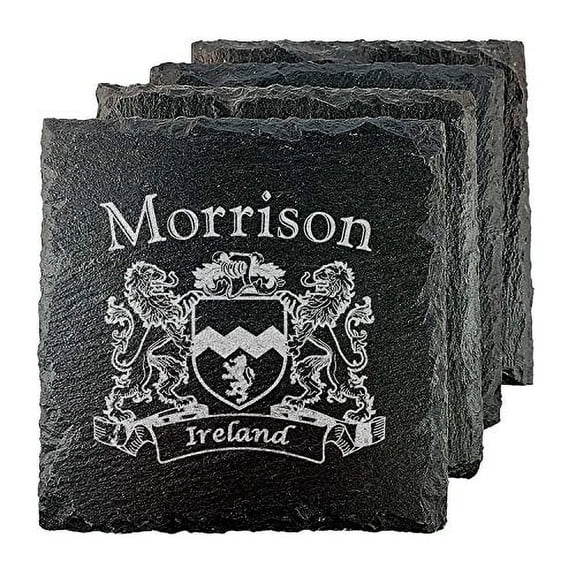 Morrison Irish Coat of Arms Slate Coasters - Set of 4
