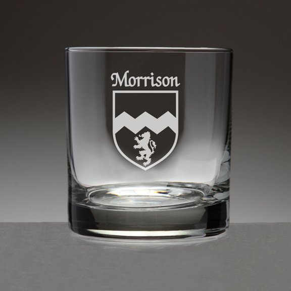 Morrison Irish Coat of Arms Tumbler Glasses - Set of 4 (Sand Etched)