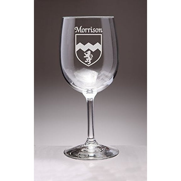 Morrison Irish Coat of Arms Wine Glasses - Set of 4 (Sand Etched)