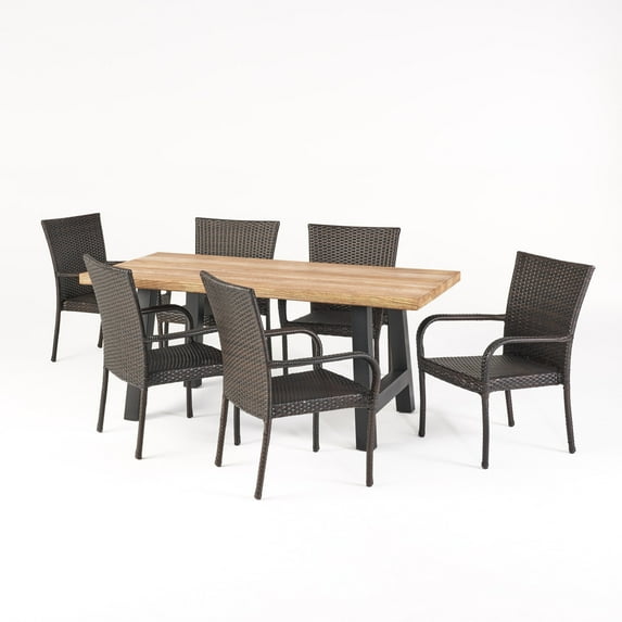 Morrison Outdoor 7 Piece Stacking Wicker Dining Set