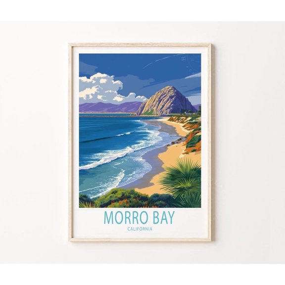 Morro Bay California Scenic Travel Wall Art Home Decor