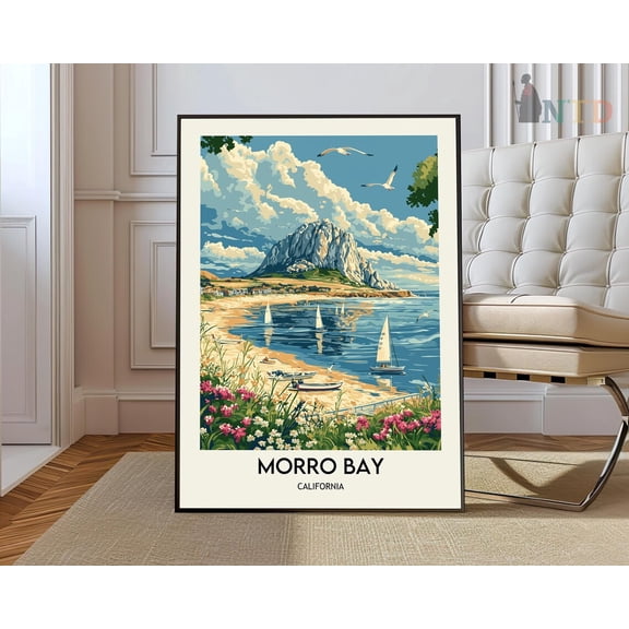 Morro Bay Harbor Poster, Unframed Paper Poster 8x10in