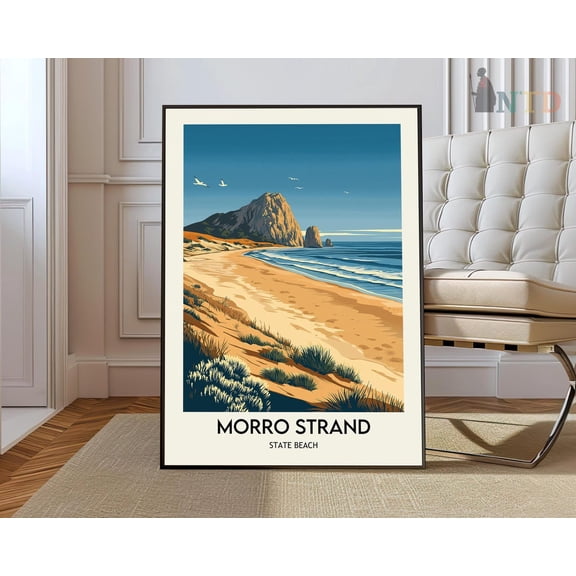 Morro Strand California Travel Print, Morro Bay Wall Art Coastal Living Decor Morro Strand Beach Illustration California Travel Poster Wall Art, Modern Wall Decor, 8x12 UNFRAMED