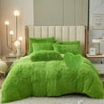 thumbnail image 1 of MorroMorn 5 PCS Shaggy Duvet Cover Bedding Set - Fluffy Comforter Cover Long Faux Fur Luxury Ultra Soft Cozy (Green, Full/Queen), 1 of 6