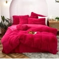 thumbnail image 1 of MorroMorn 5 PCS Shaggy Duvet Cover Bedding Set - Fluffy Comforter Cover Long Faux Fur Luxury Ultra Soft Cozy (Hot pink, Full/Queen), 1 of 6