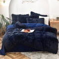thumbnail image 1 of MorroMorn 5 PCS Shaggy Duvet Cover Bedding Set - Fluffy Comforter Cover Long Faux Fur Luxury Ultra Soft Cozy (Navy, King/California King), 1 of 6