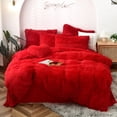 thumbnail image 1 of MorroMorn 5 PCS Shaggy Duvet Cover Bedding Set - Fluffy Comforter Cover Long Faux Fur Luxury Ultra Soft Cozy (Red, King/California King), 1 of 6