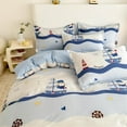 thumbnail image 1 of MorroMorn Blue Duvet Cover Queen for Boys 100% Cotton, 3 Pcs Bed Set Cute Bedding Sets, 1 Comforter Cover 2 Pillow Cases, Soft Breathable Sweat-Absorbent Kids Teen Toddler (Skipper, Full/Queen), 1 of 6