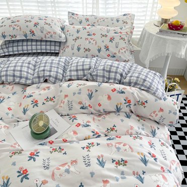 Threshold King Size Cotton Gingham Comforter Set – Blue 3-Piece All-Season Bedding
