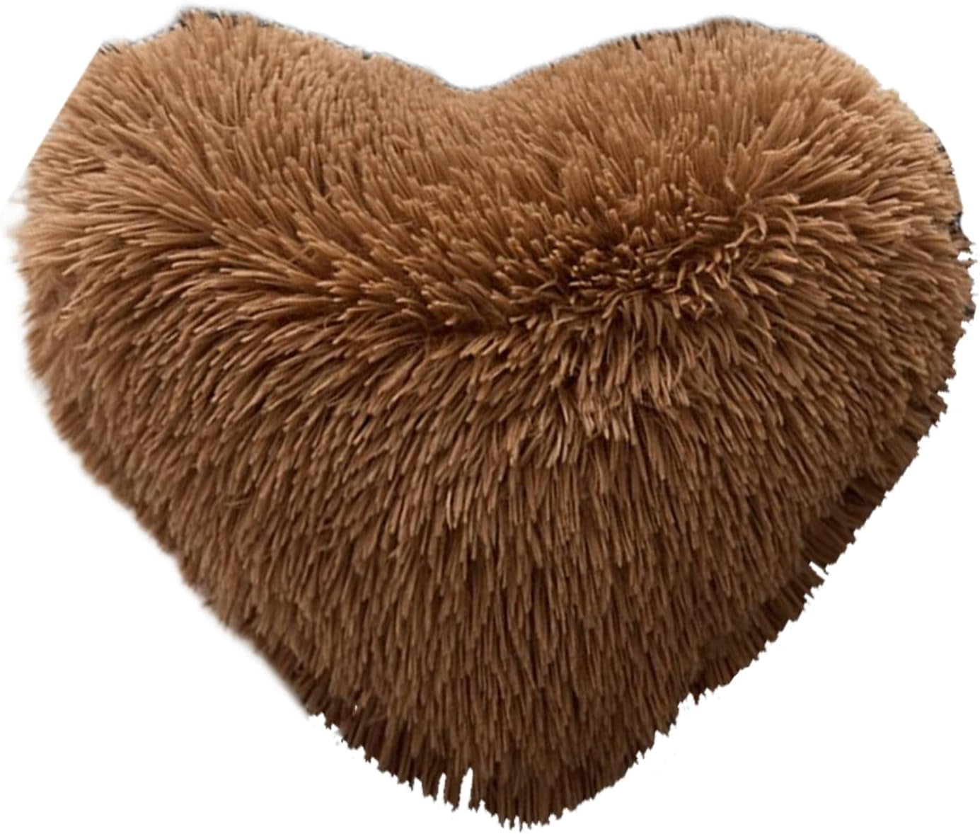 MorroMorn Fluffy Heart Throw Pillows, Shaggy Decorative Pillow for Sofa Couch Bed, Cute Room Decor Gifts for Women Girls Kids - Decorations for Valentines Day Mothers Day Christmas (Brown)
