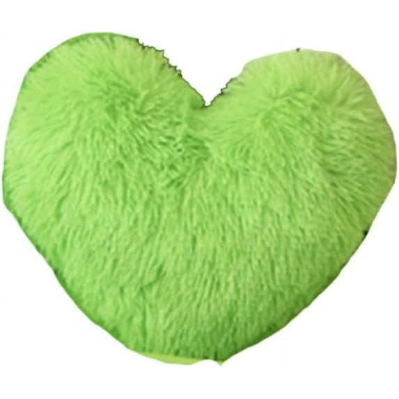 MorroMorn Fluffy Heart Throw Pillows, Shaggy Decorative Pillow for Sofa Couch Bed, Cute Room Decor Gifts for Women Girls Kids - Decorations for Valentines Day Mothers Day Christmas (Lime)